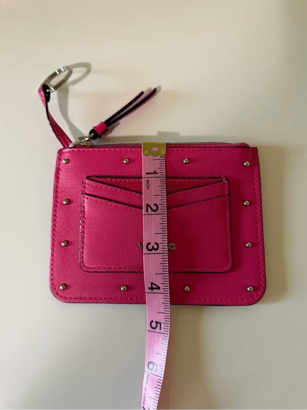 Victoria's Secret Bright Pink Studded Card Wallet with Zip - Picture 6 of 6